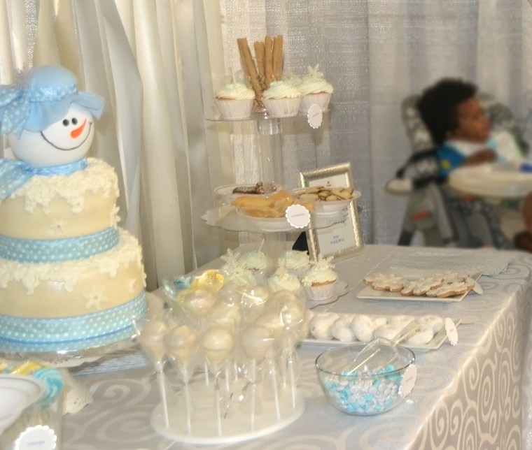 winter wonderland birthday dessert table