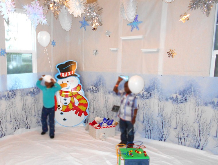 winter wonderland birthday party snow scene
