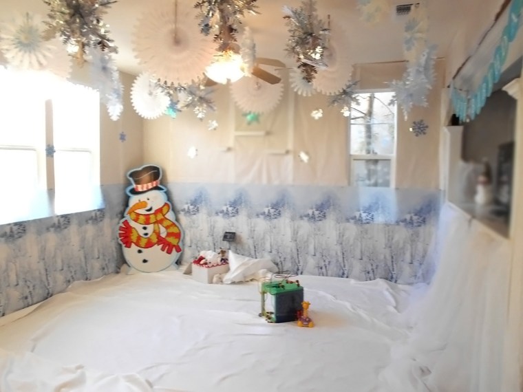 winter wonderland party snow scene