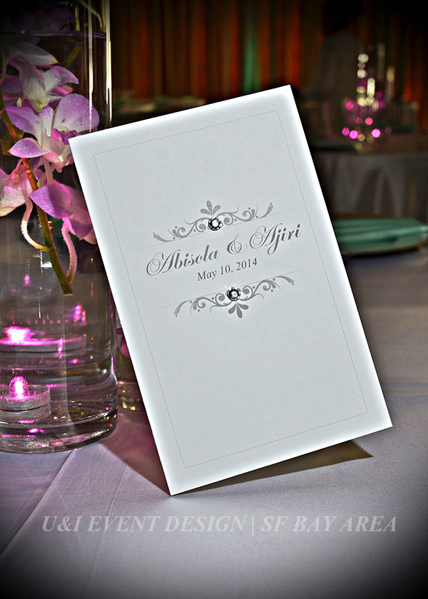 white bling bay area wedding ceremony program