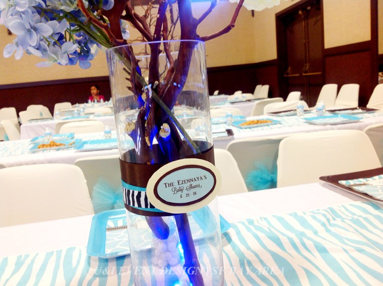 blue brown boy baby shower centerpiece decor
