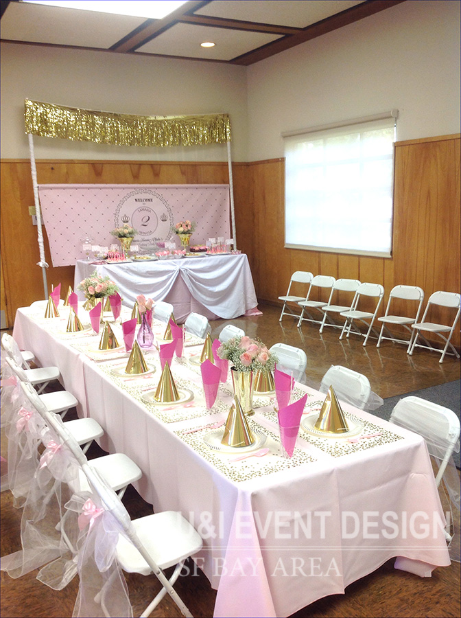 pink gold kids party decorations