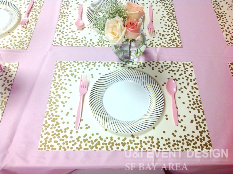 pink princess party kids table floral centerpiece