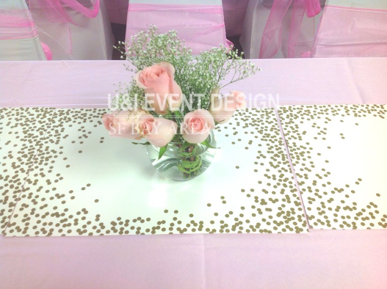 pink rose babys breath centerpiece