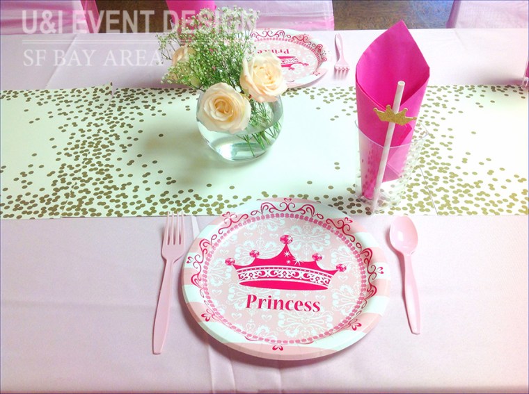 princess kids party plates paper straw centerpiece