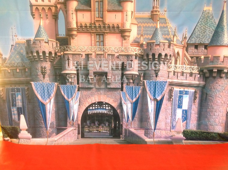 princess theme castle backdrop red carpet