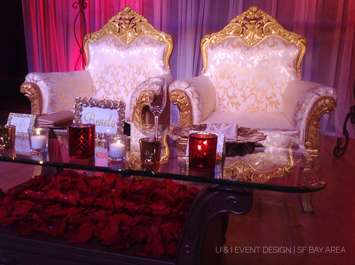 red gold sweetheart table_bay area wedding decorator