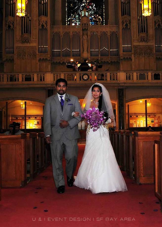 bride walking down aisle at saint patricks catholic church san francisco wedding