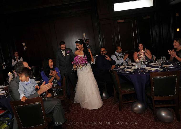 bride and groom entering harris restaurant san francisco reception by bay area wedding planner