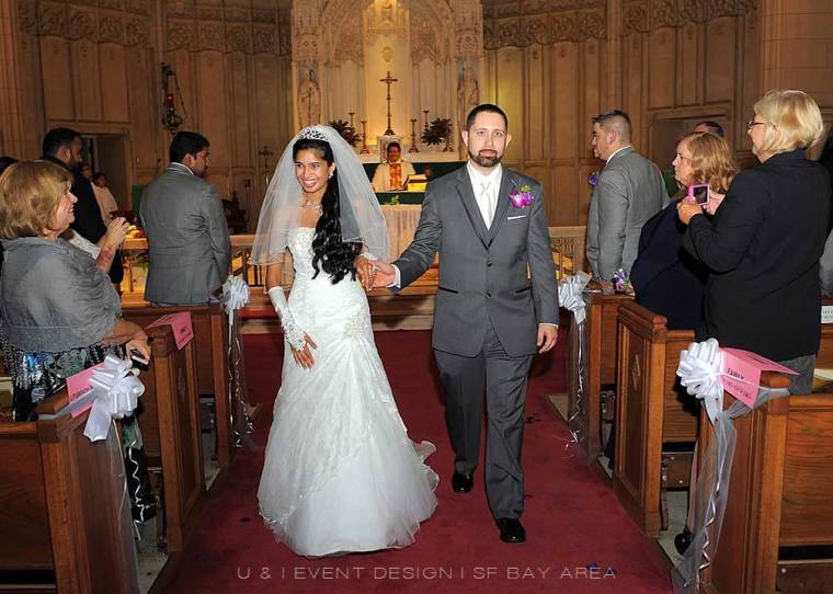 bride and groom walking down aisle after ceremony in san francisco designed by bay area multicultural wedding planner